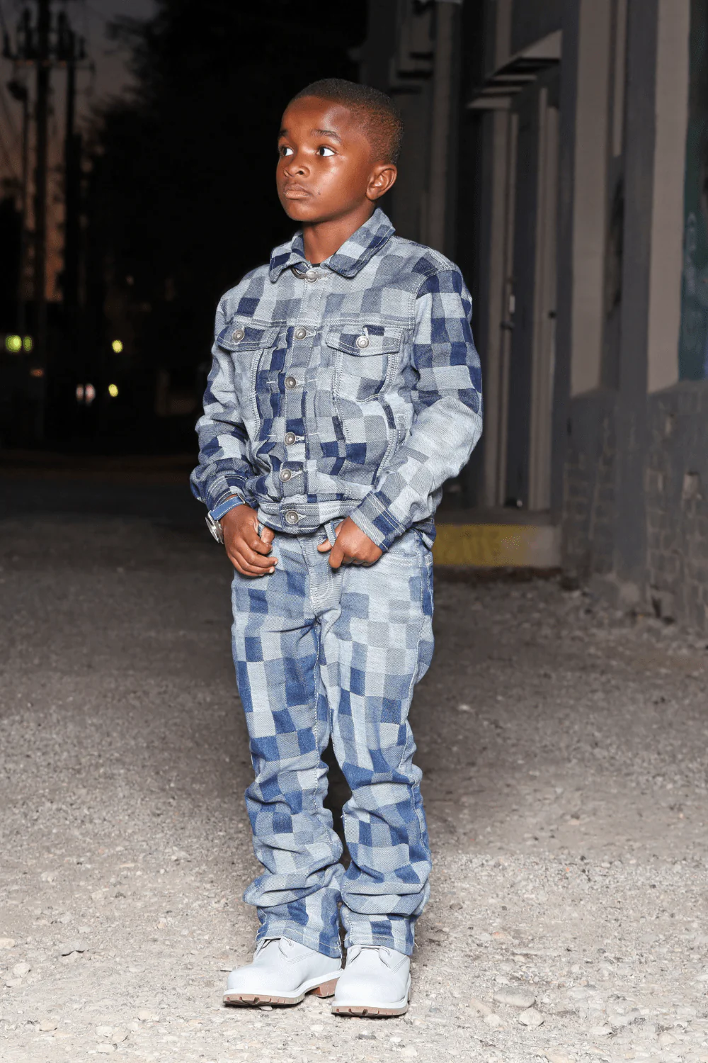 Kids Illusion Denim Trucker Jacket (Aged Wash) - Image 4