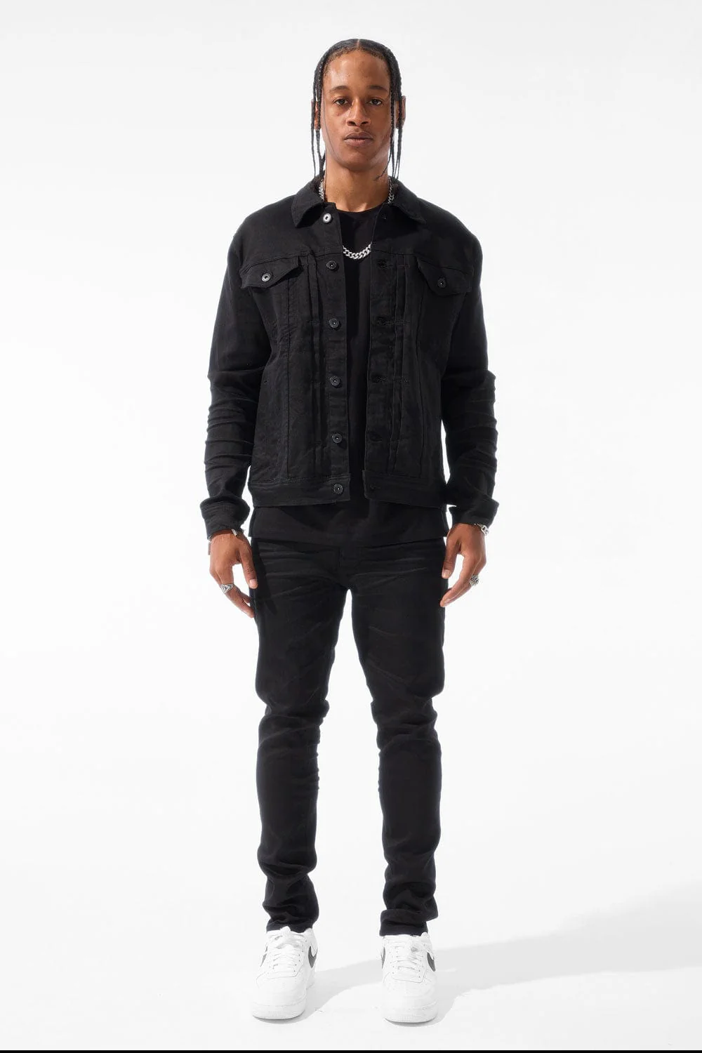 Obsidian Denim Trucker Jacket (Black) - Image 3